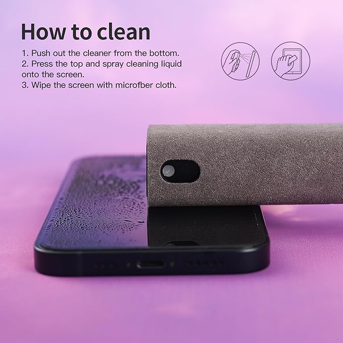 CUIUD Screen Cleaner Kit, Two in One Screen Cleaner Spray and Wipe, Touchscreen Mist Cleaner Spray Bottle for Phone/Laptop/Tablet/TV/Monitor/Car Screens(Grey)