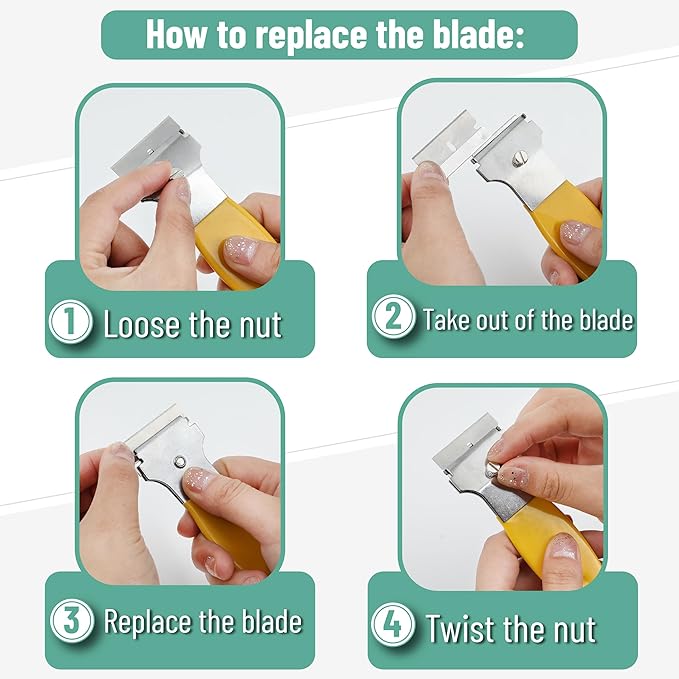 Bates- Razor Blade Scraper Set, 2 Pack, Yellow, Locking Razor Scraper Set with 10 Extra Carbon Steel Blades, Window Scraper Tool, Glass Scraper Blades, Paint Scraper Blade Scraper for Cleaning