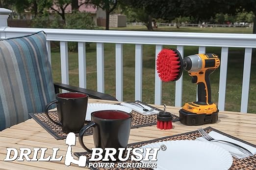 Drill Brush Outdoor Cleaning Attachment - Headstone Cleaning and Restoration - Concrete Stain Remover - Outdoor Garden Scrubber - Porch and Patio Scrubbing Tools - Garden Equipment - Stiff Brush Clean