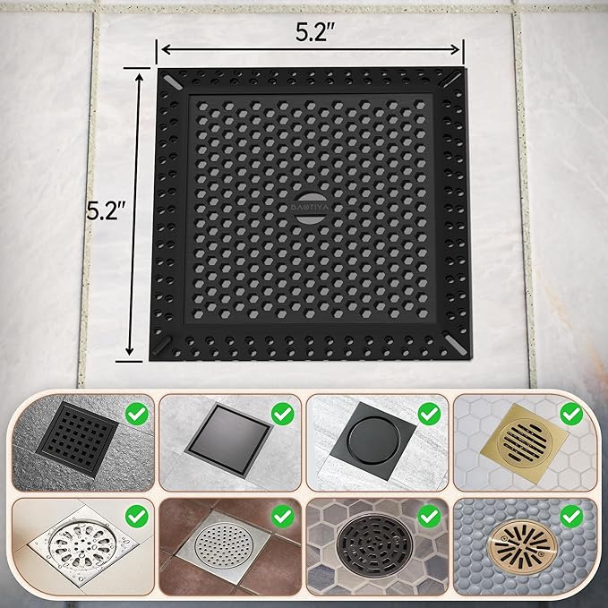Not Moving Shower Drain Hair Catcher,Effective Hair Catcher Shower Drain,Square Flat Shower Drain Cover Protector Filter,Efficient Drainage,Hair Trap Stopper