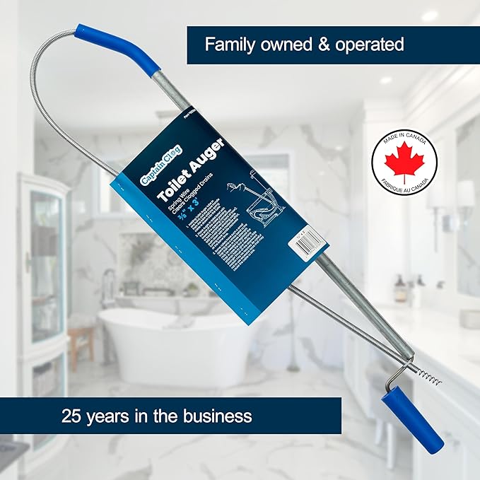 Toilet Auger, Toilet Snake Drain Clog Remover Tool, Drain Cleaning Tool 3/8"" x 64.75"" - Durable, Rust-Resistant & Multi-Size for Household Clogs (338), Blue, Silver