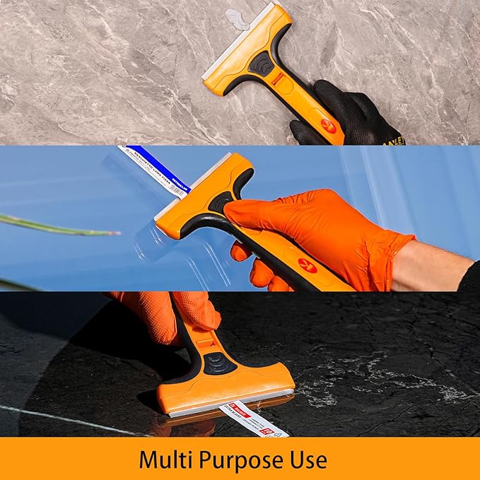 Wide Razor Blade Scraper Tool with 5pcs Extra Replacement SK5 Blades, 4" Scraper Tool Cleaner for Stove Tops, Windows, Paint Removal and Adhesive Residues