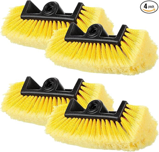 Vesici Car Wash Brush Head with Soft Detailing Bristle Flow Thru Car Cleaning Brush Exterior Car Wash Equipment for Auto Truck RV Boat Camper Washing, 10 Inch(Yellow,4 Pcs)