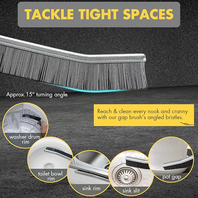 3Pcs Crevice Gap Cleaning Brush, Hard Bristle Brushes for Small Spaces Cleaning, Thin Bathroom Gap Cleaning Brush, Gap Brush Suitable for Kitchen Surfaces, Windows Groove, Tiles & Faucets