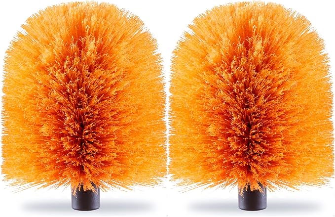 2 Pack Screw on Webster Cobweb Duster Head for Pole,Spider Web Brush, Cobweb Duster Head Attachment,Fits Standard 3/4 inch Threaded Poles (2, Orange)