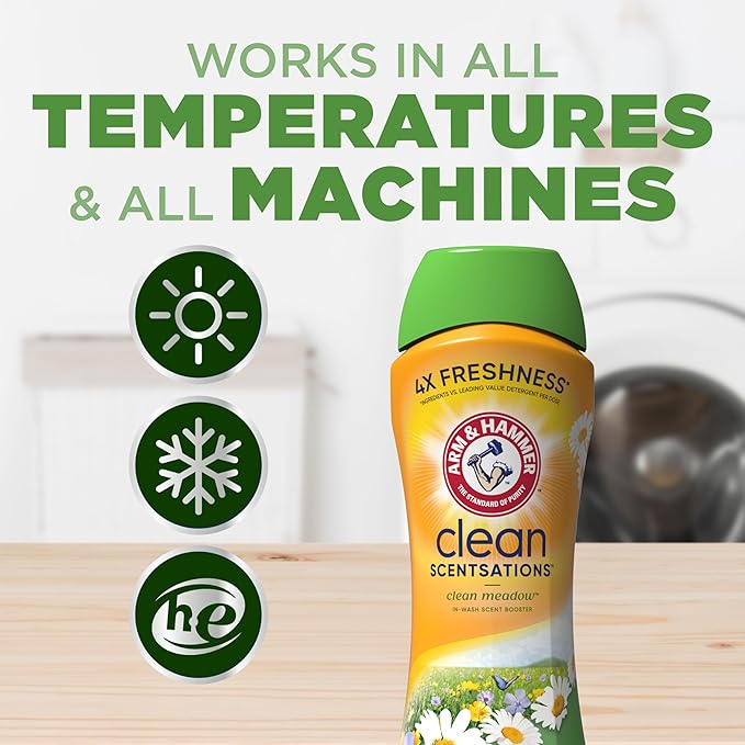 ARM & HAMMER Clean Scentsations In-Wash Scent Booster,Laundry Scent Booster Clean Meadow-scent,24 Oz,(Pack of 4)