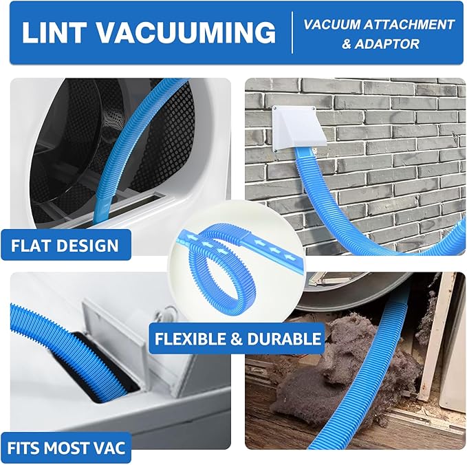 22-Piece 40-Feet Dryer Vent Cleaner Kit, Dryer Vent Cleaning Kit Lint Remover with Dryer Vent Brush, Vacuum Hose Attachment Cleaning Tools, Flexible Lint Trap Brush, Vacuum & Dryer Adapters