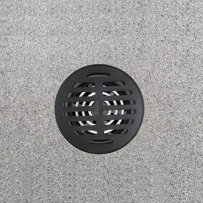 Antrader Round Floor Drain Cover,4 Inch Stainless Steel Floor Drain,Sewer Drain Cover for Outdoor Yard Pipe Roof Balcony,Black,2Pcs