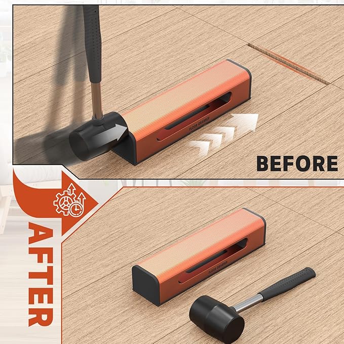 Floor Gap Fixer Tool for Laminate Floor Gap Repair, with Suction Cup, Rubber Mallet Hammer, Pull Rod, Replaceable Sticky Pad and Replaceable End Cap