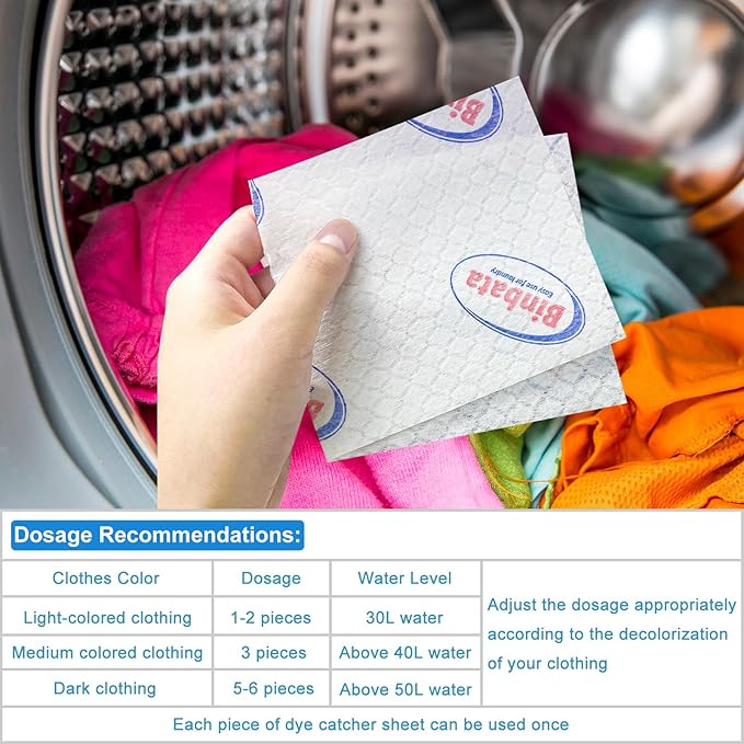 Binbata Color Grasper for Laundry 240 Count, Fragrance Free Dye Catcher Essential for Home Use, Dye Guard Grabber Sheets for Laundry in-Wash Sheets