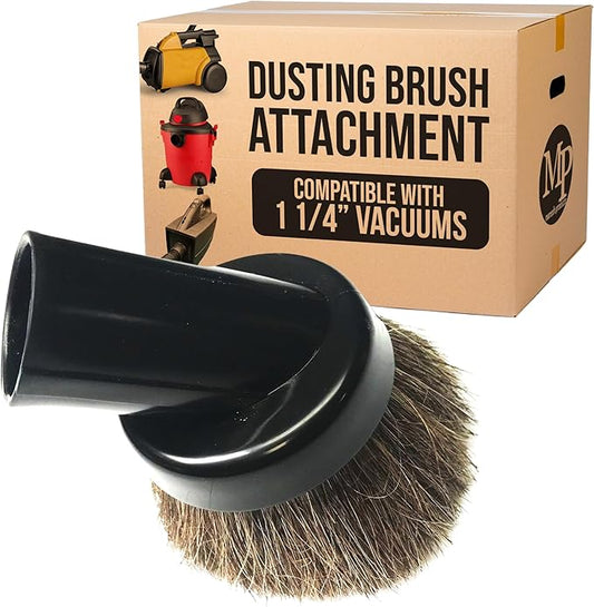 MP Maresh Products Household Cleaning Vacuum Brush Attachment - Horse Hair Vacuum Cleaner Accessories, Soft, Dust Floor Brush, Compatible with Shop Vac 1-1/4" Vacuum Cleaners for Hard Surfaces - Black