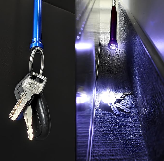 Flexible Magnetic Grabber Claw Pick Up Reacher Tool with LED Light, 4 Claws Bendable Hose Reaching Assist Tool for Litter Pick, Home Sink, Drains, Toilet