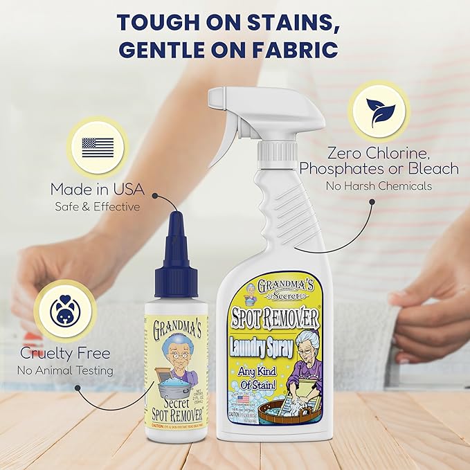 Grandma's Secret Spot Remover Gel - On-the-Go Travel Size Fabric Stain Remover for Clothes - Chlorine, Bleach and Toxin-Free - Removes Oil, Paint, Blood and Pet Stains - 2 Ounce