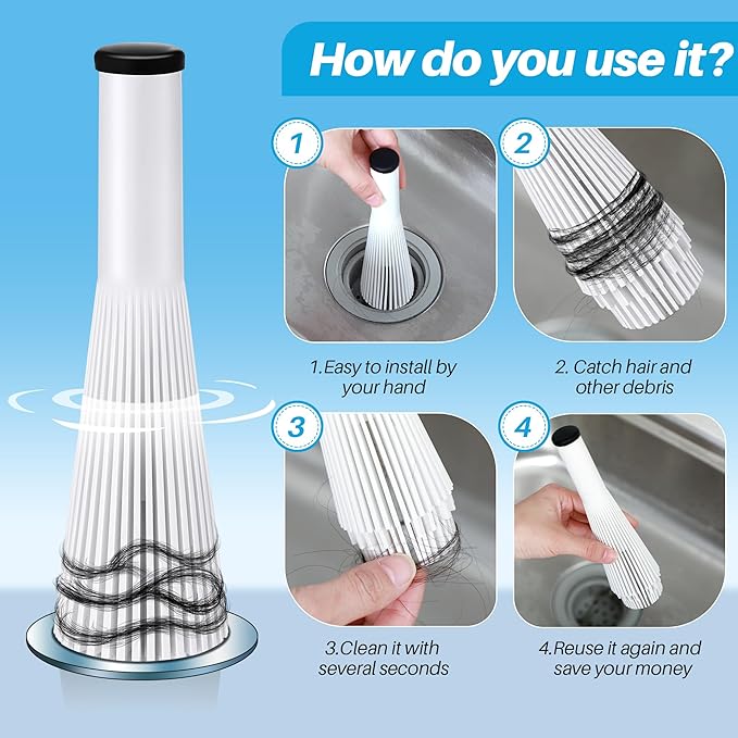 Feekoon 3 Pack Lint Trap for Washing Machine Utility Tub and Sink Drains, Laundry Lint Catcher with Rubber Plugs, Hair Catcher, Compatible with 1. 5''and 1. 75'' Drain to Prevent Clogs in Plumbing