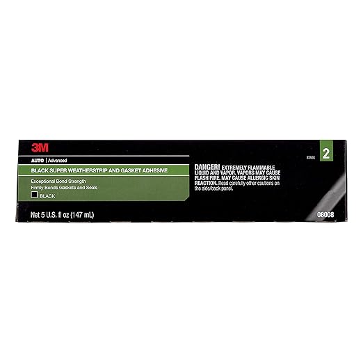 3M Black Super Weatherstrip and Gasket Adhesive, 08008, 5 fl oz, 1 Per Pack (Pack of 2)