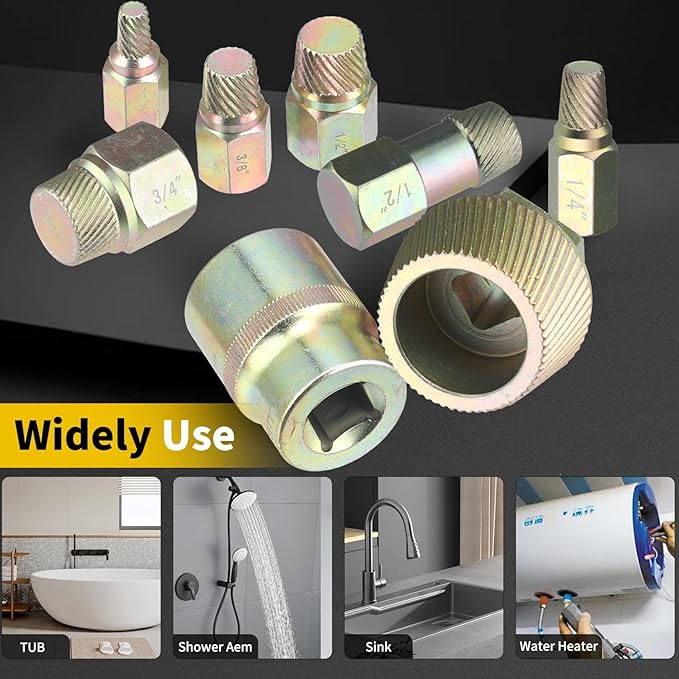 1.5" Tub Drain Removal Tool - 8 PCS Extractor Set for Stubborn Rusted Drains, Stops Stripping