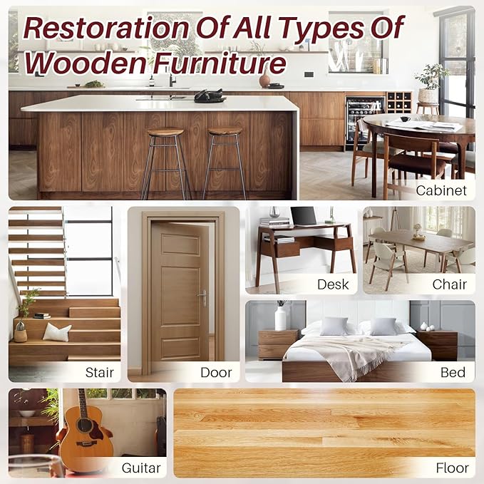Wood Floor Repair Kit, 6 Color Hard Wax Laminate Flooring Repair Kit with Heat Pen, Vinyl Laminat Furniture Touch Up Marker Restore Scratches, Stains, Cracks, Holes for Wooded Floor,Door,Table,Cabinet