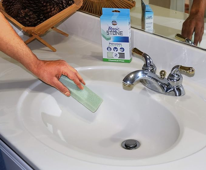 Compac Home Magic-Stone Porcelain Cleaning Stick - Toilet Bowl Cleaner, Handy Toilet Cleaner Easily Scrubs/Removes Stubborn Lime Stains from Porcelain or Bathroom Fixtures, 2 Count