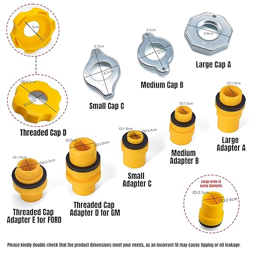 Thorstone No-Spill Coolant Funnel Kit, 16-Piece Universal Spill-Free Radiator Coolant Filling Funnel with Adapters