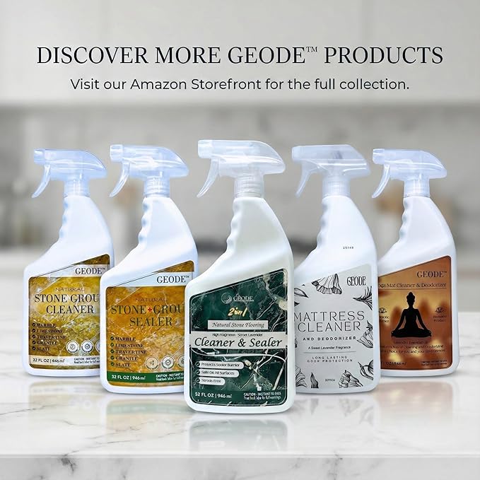 GEODE Natural Stone Grout Cleaner for tile floors - non-damaging, deep cleaner safe for Marble, Limestone, Travertine, Ceramic - Industrial Strength Tile, Stain Remover, Powerful Formula (32 oz.)
