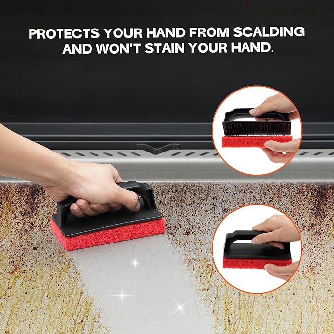 onlyfire Griddle Cleaning Kit for Blackstone, Multifunctional Griddle Accessories for Rusty Grills, Flat Top Grill Cleaning Kit Including Grill Stone, Griddle Scraper, Scouring Pad and Handles