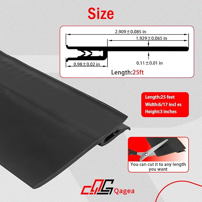 Qagea 018-546 RV Slide Out Clip Rubber Seal Weather Stripping with 2 Wiper is Suitable for RV Camper Door Window Channel (25 Ft)