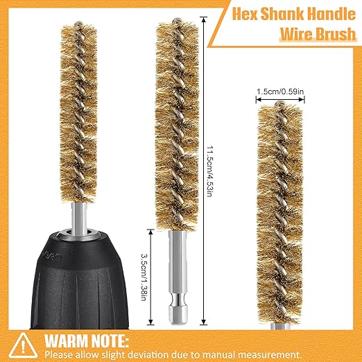 Geiserailie Bore Brush Bristles Wire Brush for Power Drill Cleaning Wire with Hex Shank Handle for Power Drill Cleaning(5 Pieces,Copper)