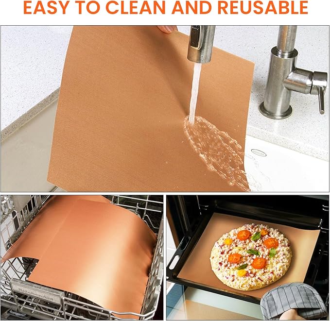 Dailyart Copper Grill Mats for Outdoor Grill, Set of 5 BBQ Grilling Mats for Outdoor Reusable & Easy to Clean & Non-Stick Copper Grill Sheets - Barbecue Grill Accessories for Gas, Charcoal, Electric