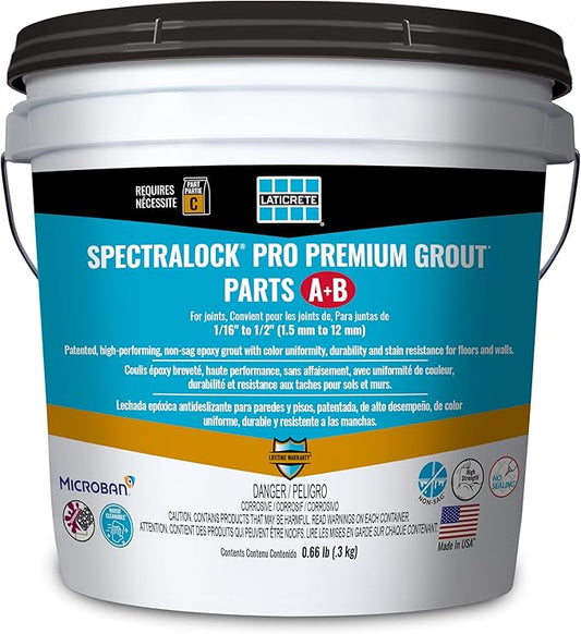 LATICRETE SPECTRALOCK PRO Premium® Durable Stain Proof High Performance East to Use Non Sag Epoxy Tile Grout Mini Parts A&B, 2lb