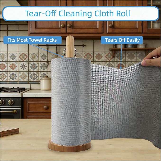 Microfiber Rags 50 Pack - 12" x 12" Tear Away Reusable Towels, Ultra Absorbent Microfiber Cleaning Cloth, Lint Free Washable Cloths for Kitchen, Home & Auto, Reusable Paper Towels Alternative, Grey