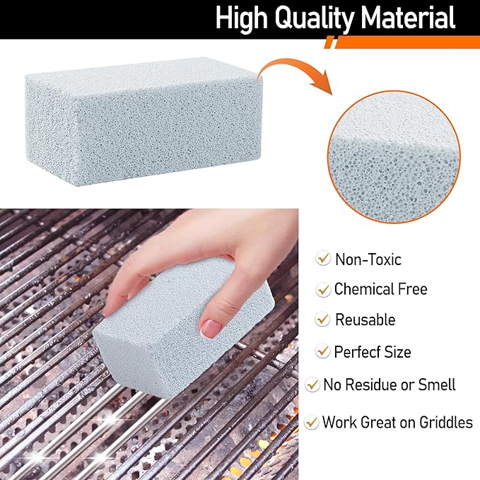 Heavy Duty Grill Cleaner, Grill Cleaning Bricks, Pumice Griddle Cleaning Stone for Removing Stains from BBQ, Swimming Pool, Sink (8 Pack)