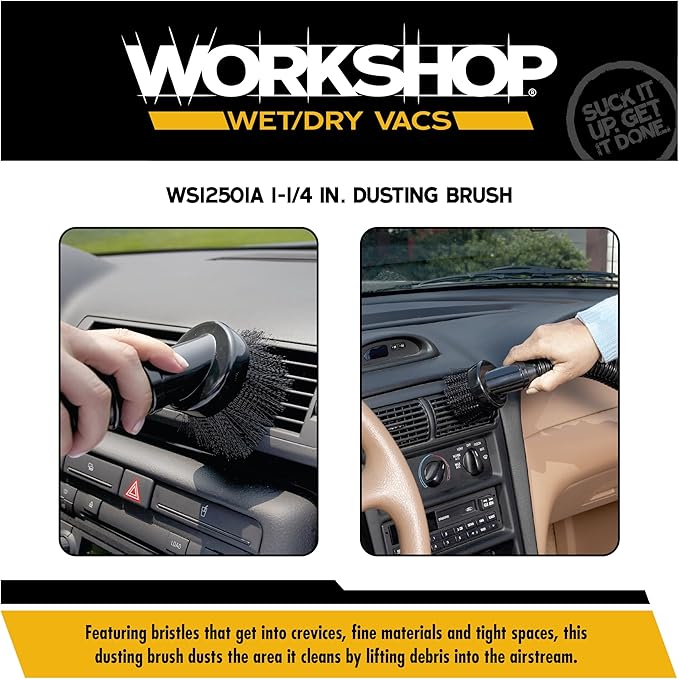 WORKSHOP Wet/Dry Vacs Shop Vacuum Accessories WS12501A Dusting Brush Attachment for Wet Dry Vacuum Cleaners, Fits 1-1/4-inch Extension Wands and Hoses