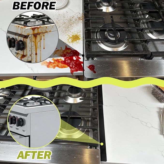 Stove Gap Covers Stainless Steel, Stove Gap Filler Range Trim Kit, Oven Gap Filler for Stove and Counter, Heat-Resistant Stove Gap Guards, Easy Retractable Length 13.8" to 27.6", Width 1", Black(2PCS)