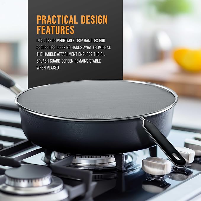 U.S. Kitchen Supply 4-Piece Stainless Steel Splatter Guard Set (13", 11.5", 10",8”) Fine Mesh Cover, Grease & Oil, Splatter Screen for Frying Pan, Cooking Pots, with Comfort Grip Handles
