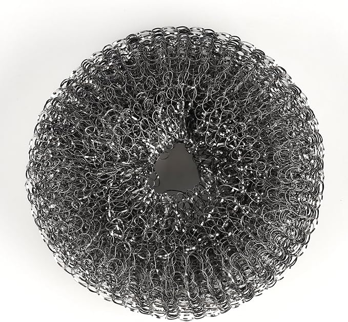 2 Pcs Heavy-Duty Stainless Steel Wool Barbecue Grill Cleaning Scrubber Pads, Replacement Steel Wool Brush Head
