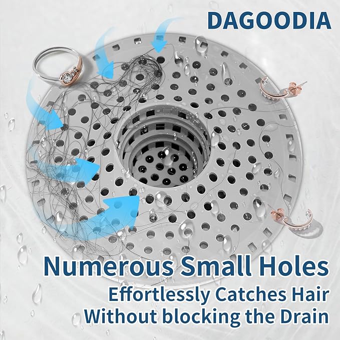 Bathtub Drain Hair Catcher,Tub Shower Drain Hair Trap/Strainer,3PCS Silicone Collapsible Tub Hair Catcher Drain Protector Designed for 1.47" to 1.75'' Regular Drains(Patent Pending)
