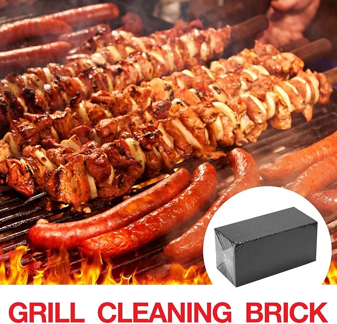 10 Pieces Commercial Grade Grill Cleaning Brick Bulk Heavy Duty Pumice Stone Brick Cleaning Grill Stone Reusable for Home Restaurant Griddles, Flat Top and BBQ Grates Outdoor Cleans(Black)