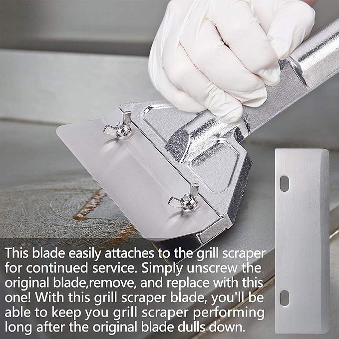 Grill Scrapers Blade Replacement Heavy Duty Rust Grill Blades Outdoor BBQ Tools & Accessories Blades (6 Pack)