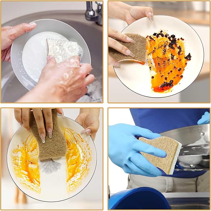 Natural Kitchen Sponges, Biodegradable & Compostable | Non-Scratch Cellulose Coconut Fiber Sponges for Dishes, Pots & Pans | Eco-Friendly Cleaning Sponge (24)