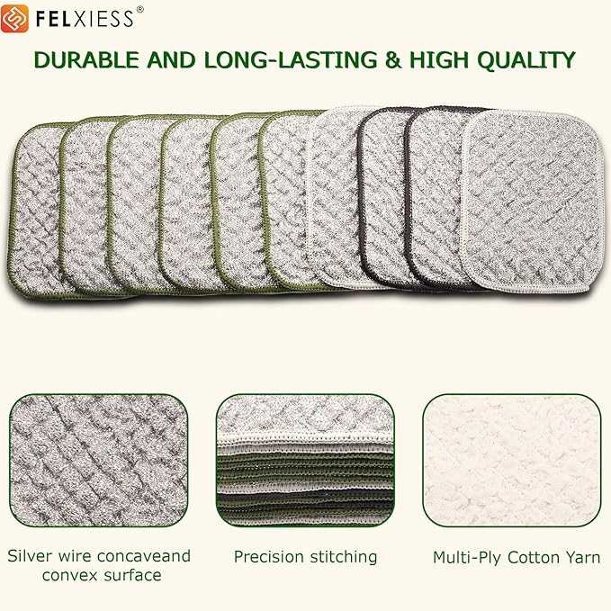 2026 New Double Side Non Scratch Wire Dishcloths,Multipurpose Wire Dishwashing Rags for Wet and Dry, Reusable Metal Dish Cloth,Wire Miracle Cleaning Cloths for Kitchen(Silver 10Pcs)