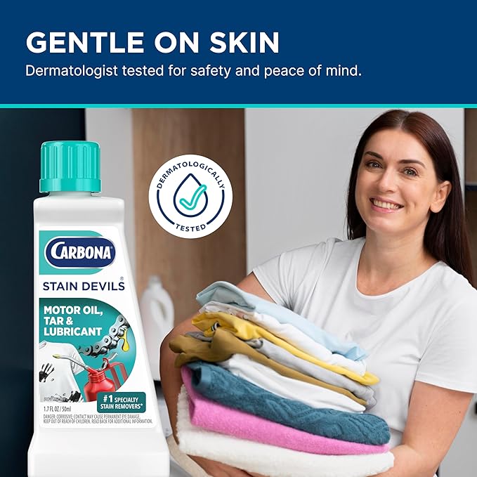 Carbona Stain Devils® #7 | Motor Oil, Tar & Lubricant | Professional Strength Laundry Stain Remover | Multi-Fabric Cleaner | Safe On Skin & Washable Fabrics | 1.7 Fl Oz, 3 Pack