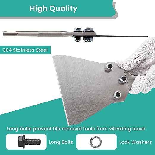 5 Inch SDS Plus Floor Scraper with Spare Bolts and Locknuts, Easily Removes Tile, Plaster, Hardwood Floors and Works with All SDS-Plus System Rotary and Electric Hammers