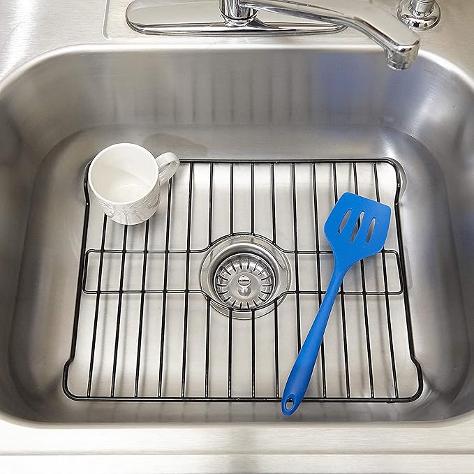 Better Houseware Sink Protectors for Kitchen Sink, Protective Metal Grid, 12x10.25x1 inches, Black Kitchen Sink Mat to Shield Sink Base from Scratches, Rust-Resistant Coating, 2 pack, S
