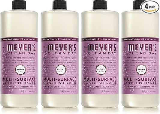 Mrs. MEYER'S CLEAN DAY Multi-Surface Cleaner Concentrate,Use to Clean Floors,Tile,Counters,Peony,32 fl. oz,(Pack of 4)