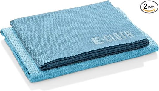 E-Cloth Microfiber Window Cleaning Cloth Kit - Glass Cleaning Cloth for Windows, Mirrors, Cars, Lenses, Eyeglasses, & More, Streak Free Clean, Machine Washable Reusable Towel - Alaskan Blue