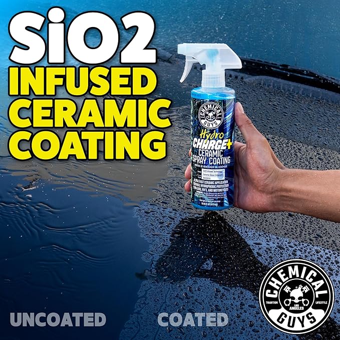 Chemical Guys WAC23016 HydroCharge High-Gloss Hydrophobic SI02 Ceramic Spray Coating (Works on Car, Truck, SUV, RV, Boat and Motorcycle Paint), 16 fl. oz, Blue