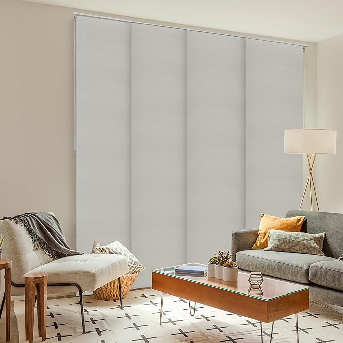 CHICOLOGY Blinds for Sliding Glass Doors , Vertical Blinds for Patio Doors , Room Divider ,Skyrise White (Light Filtering) W:46-86 x H: 0-96 inch