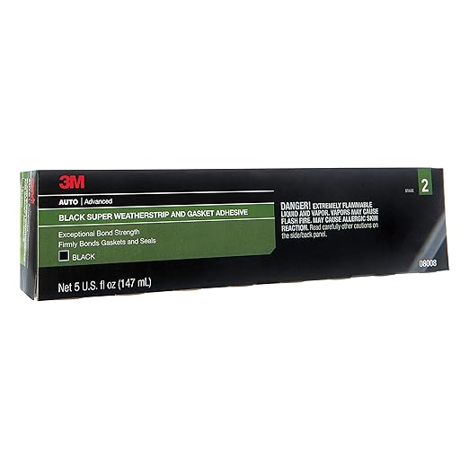 3M Black Super Weatherstrip and Gasket Adhesive, 08008, 5 fl oz, 1 Per Pack (Pack of 2)