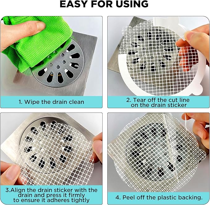 35 Pack Disposable Floor Drain Stickers, Hair Drain Stickers Disposable Shower Drain Hair Catcher Bathroom Accessories Bathtubs Mesh for Bathroom,Kitchen,Shower,Laundry (Round-35PC)