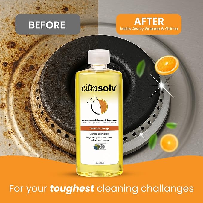 Citra Solv Concentrated Cleaner & Degreaser - Valencia Orange 32 Fl Oz, Effective, Versatile Cleaning Solution, Natural Ingredients, Biodegradable